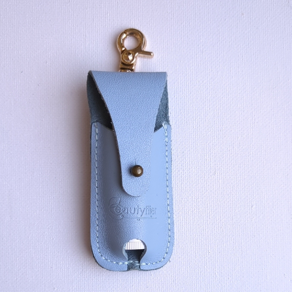 Light Blue Leather Lipbalm Holder